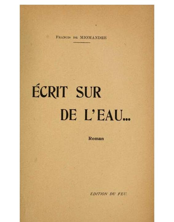 1908 - Écrit sur de l'eau