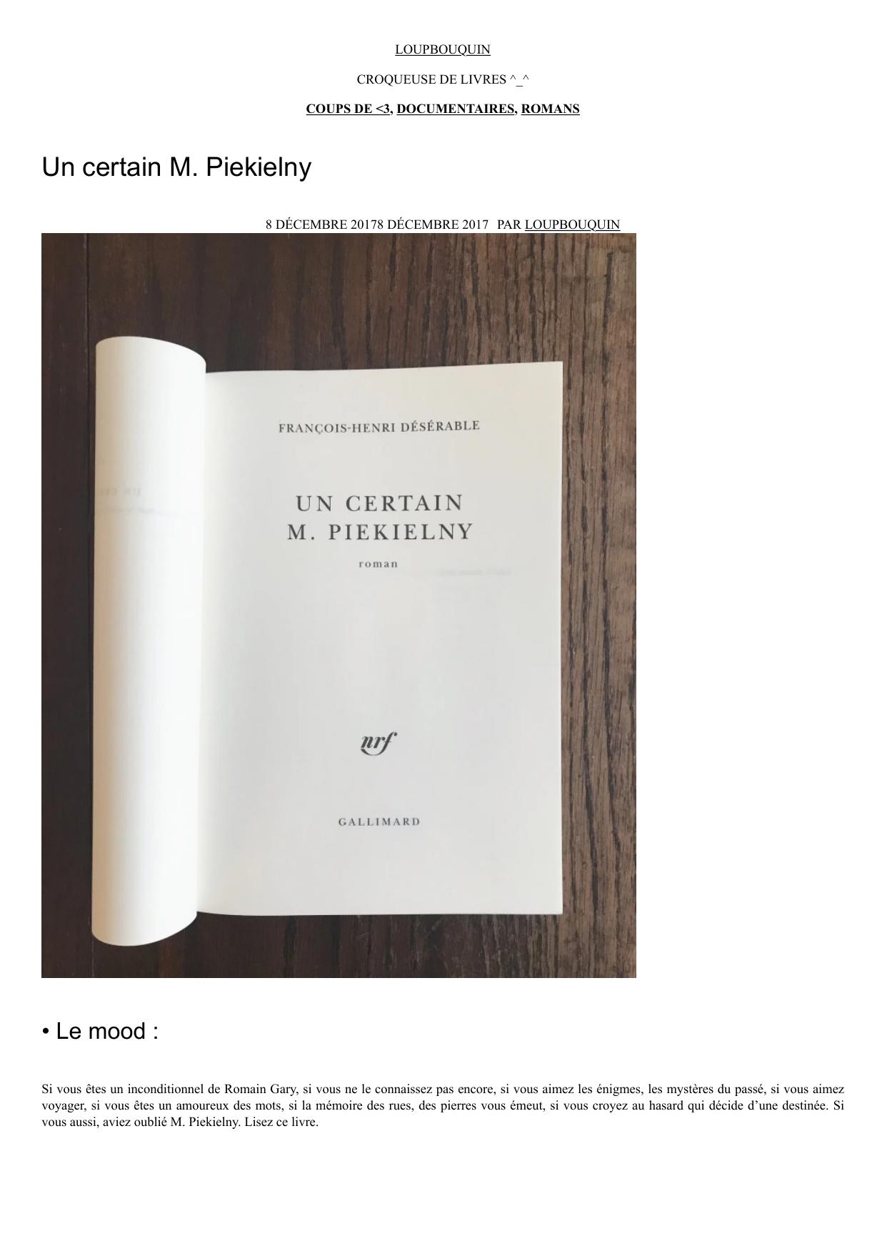 Un certain M Piekielny LOUPBOUQUIN