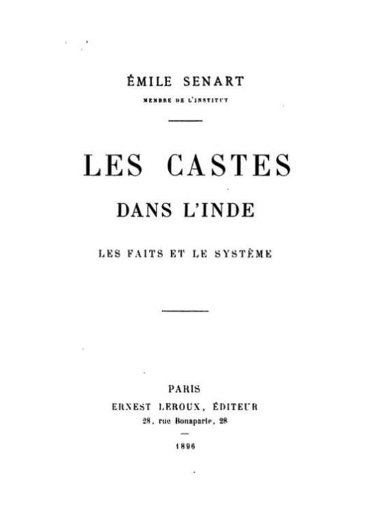Les Castes dans l’Inde - Émile Senart