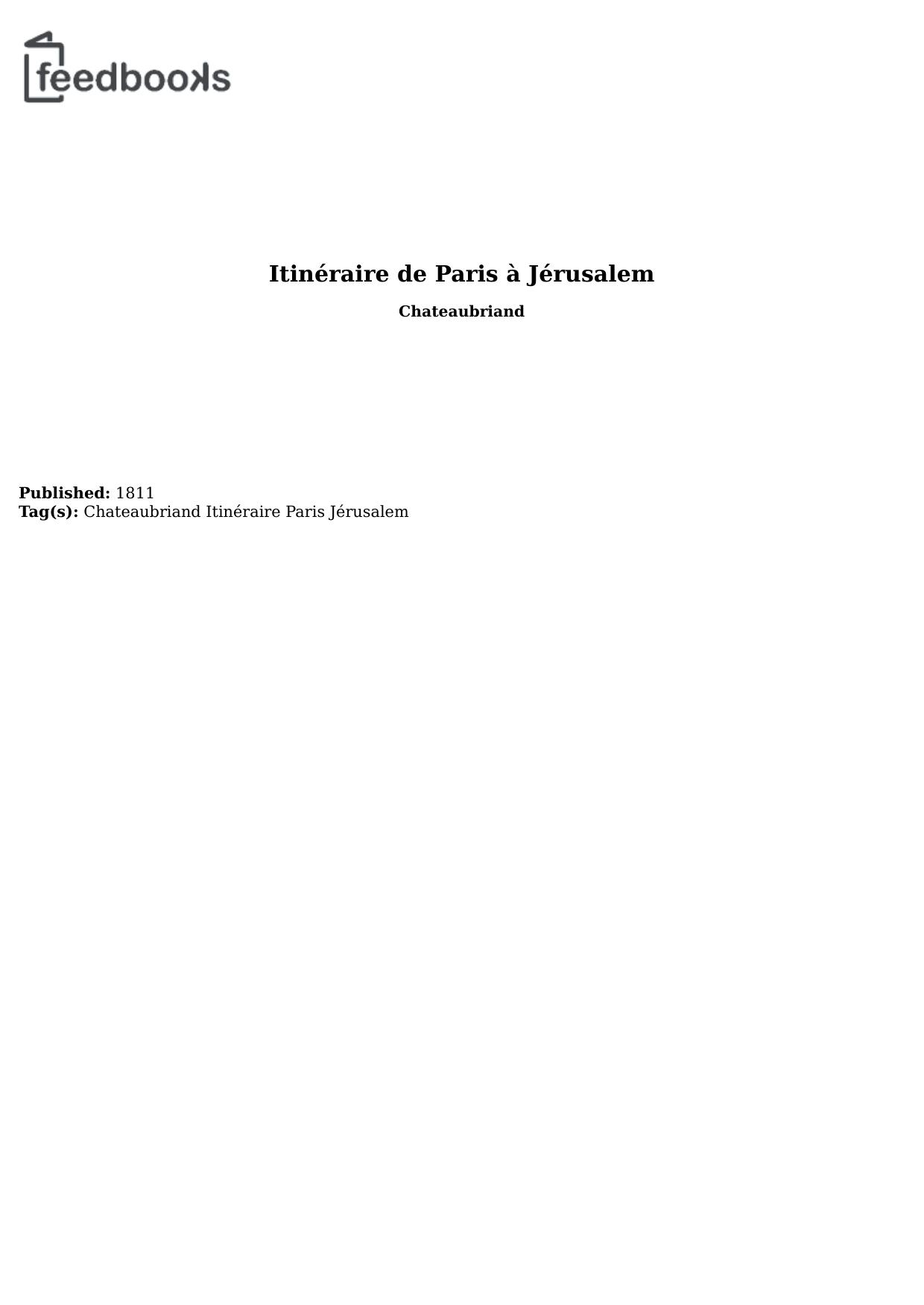 Itinéraire de Paris à Jérusalem