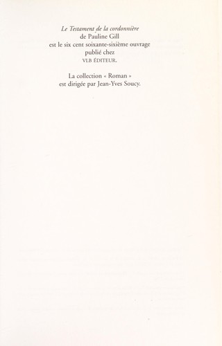 Le Testament De La Cordonnier