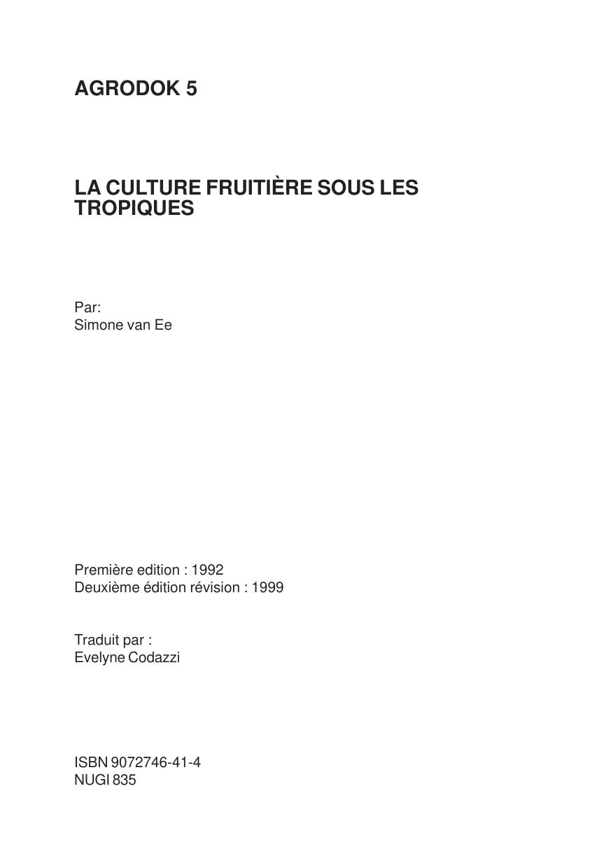 La culture fruitière sous les tropiques