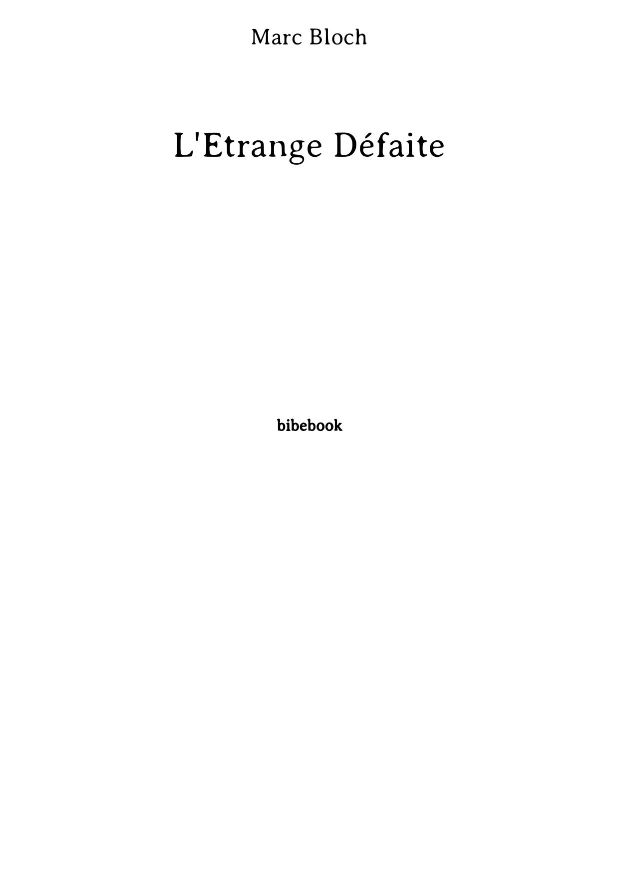 L'Étrange Défaite
