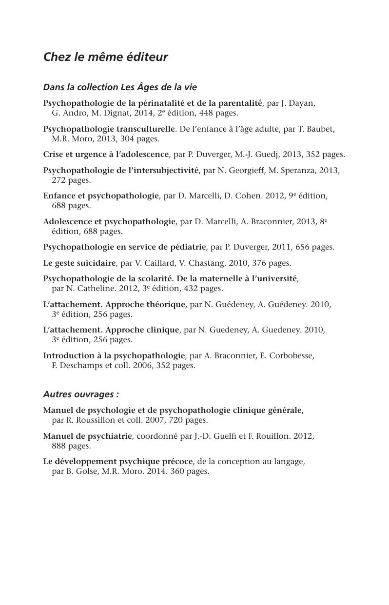 Petite enfance et psychopathologie-Elsevie