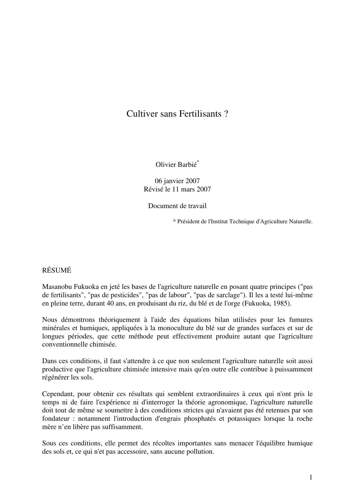 Cultiver sans fertilisants?