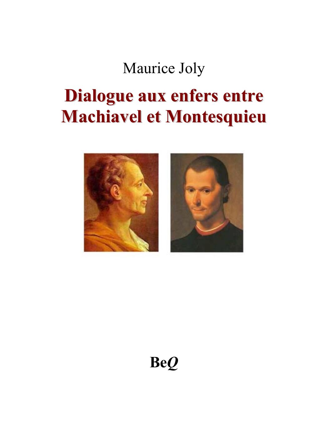Dialogue aux enfers entre Machiavel et Montesquieu
