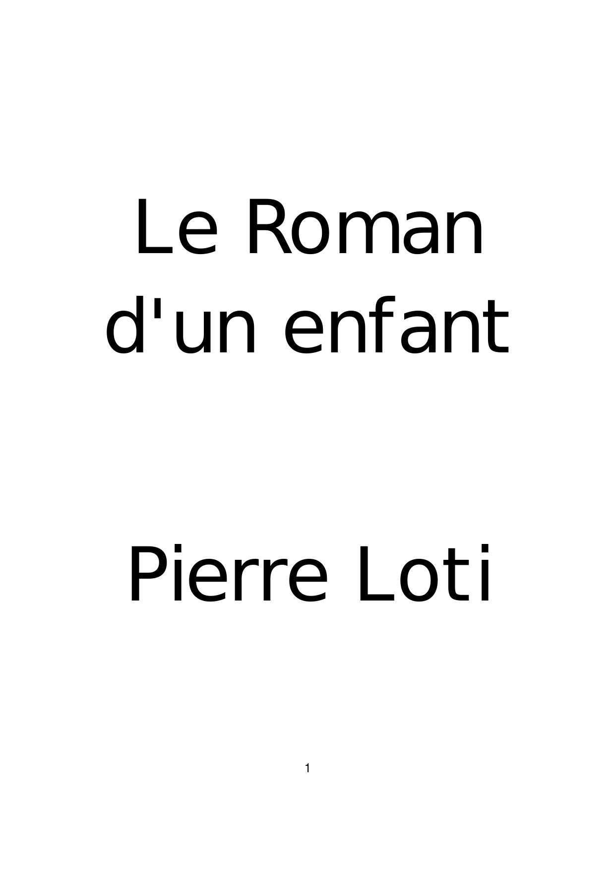 Loti Pierre-Le roman d'un enfant