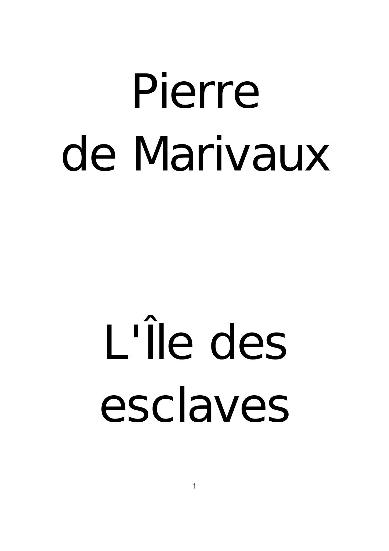 Marivaux-L'Ile des esclaves
