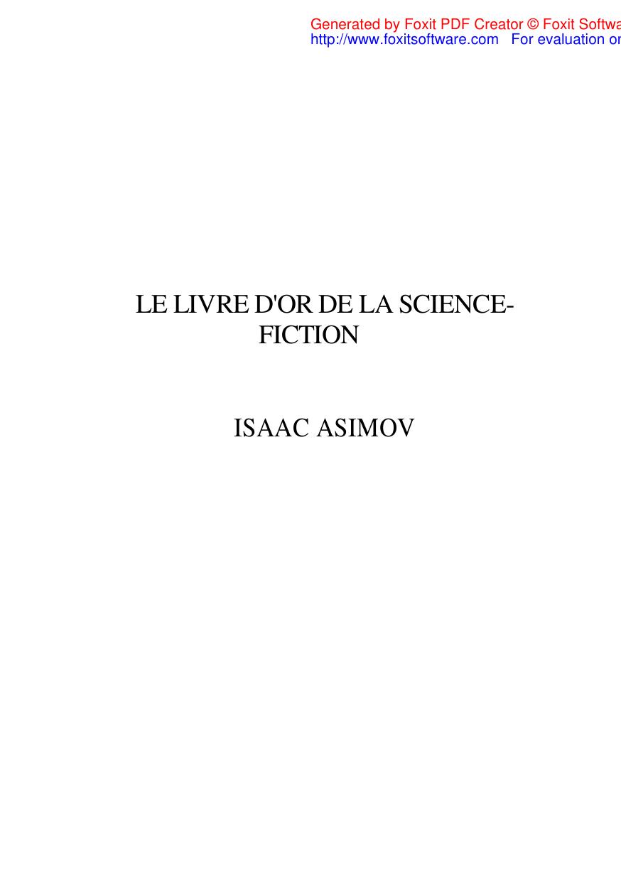 Asimov, Isaac - Le livre d'or de la science-fiction.doc