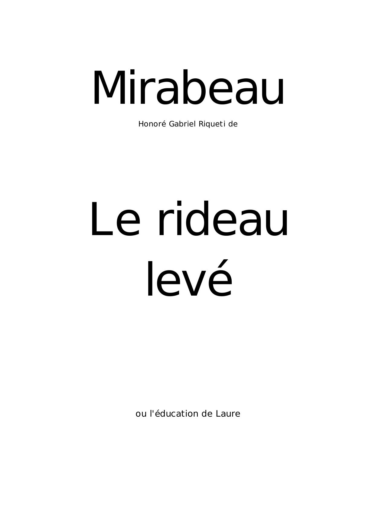 Mirabeau (Comte de)-Le rideau leve