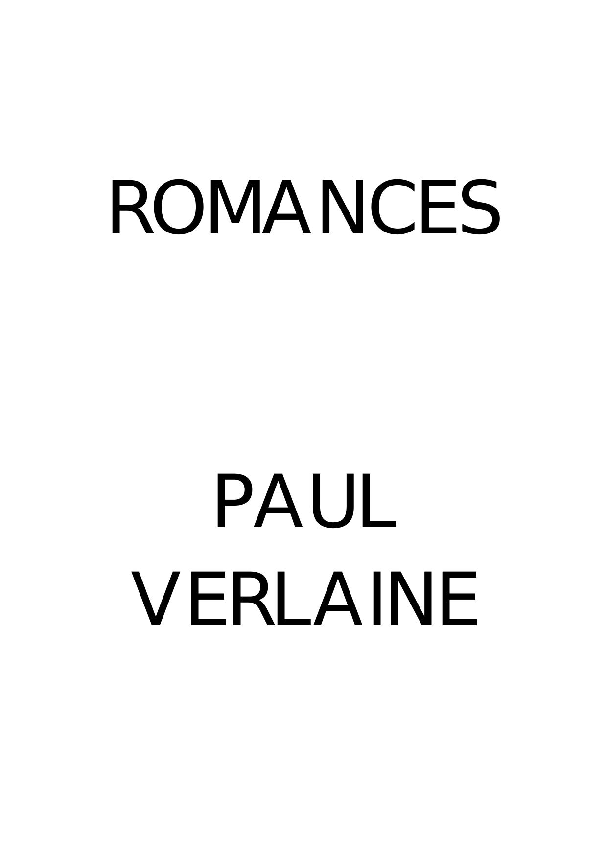 Verlaine Paul-Romances sans paroles
