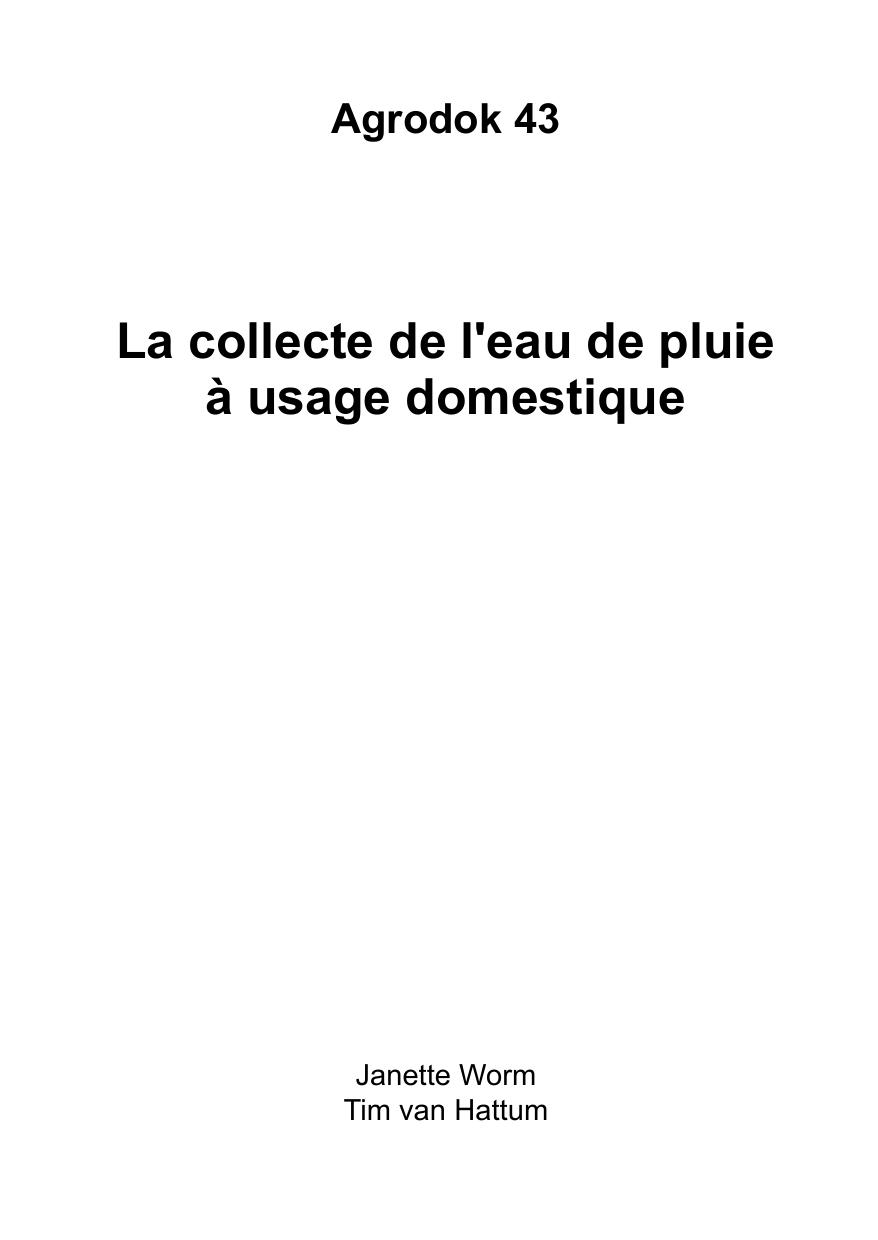 AD43F La collecte de l'eau de pluie à usage domestique